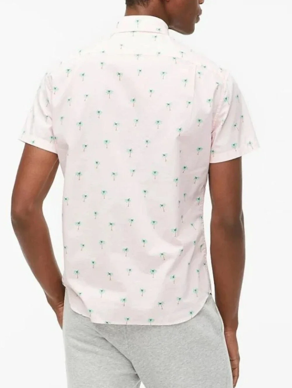 J.Crew Pink Short-Sleeve Slim Palm Tree Print Button Down Shirt
